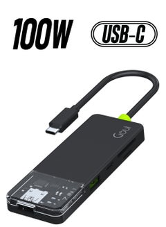 هوب 100 واط فائق السرعة 7 في 1: توسيع الاتصال مع USB-C، HDMI، USB-A 3.0، فتحات SD/Micro SD ونقل بيانات عالي السرعة