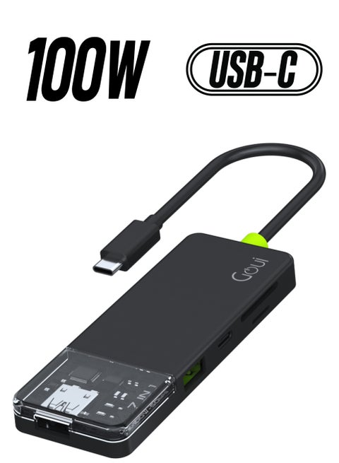 100W Super Fast 7-in-1 Multi-Port Hub: Expand Connectivity with USB-C, HDMI, USB-A 3.0, SD/Micro SD Card Slots & High-Speed Data Transfer - Multocolor Multocolor