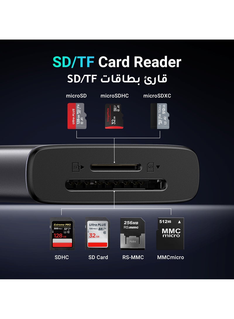 يو جرين - موزع تايب سي يواس بي  7 في 1 مع محور منافذ 2USB A+1 Type C 10Gps نقل البيانات + PD 100W شحن سريع + منفذ HDMI عالي الدقة 4K + قارئان للبطاقات متوافق مع ماك بوك M3 M2 Air آيباد برو إير تابلت لابتوب - Image 1