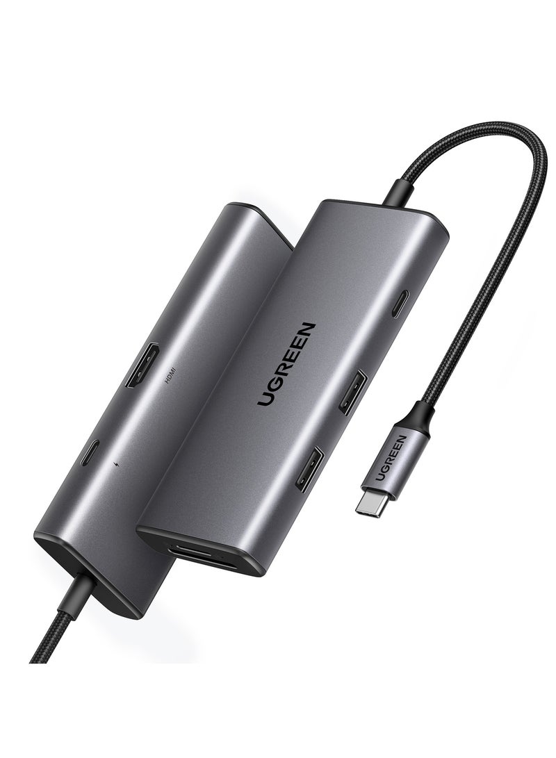 يو جرين - موزع تايب سي يواس بي  7 في 1 مع محور منافذ 2USB A+1 Type C 10Gps نقل البيانات + PD 100W شحن سريع + منفذ HDMI عالي الدقة 4K + قارئان للبطاقات متوافق مع ماك بوك M3 M2 Air آيباد برو إير تابلت لابتوب - Image 1