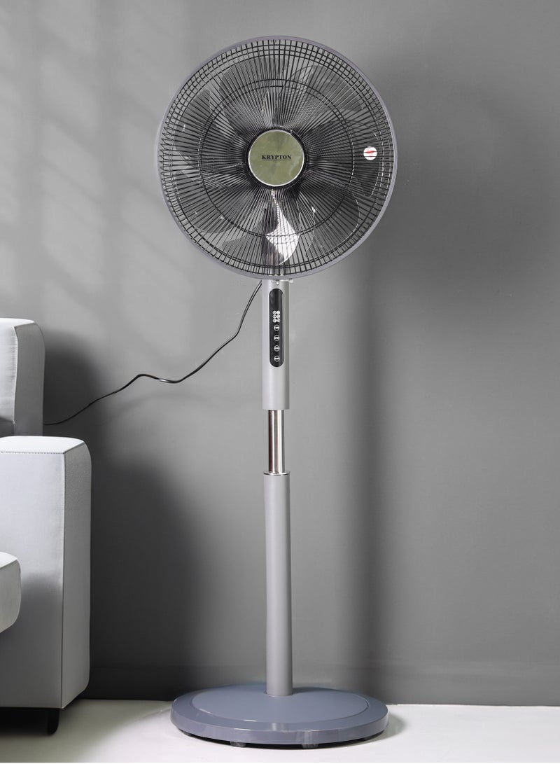 KRYPTON - 16" Stand Fan With Remote Control, 7 Leaf Metal Blades For Strong Wind And 3-Speed Levels, 7.5 hours Timer/ High Performance Motor 2 Years Warranty 60 W KNF6451 Black - Image 1