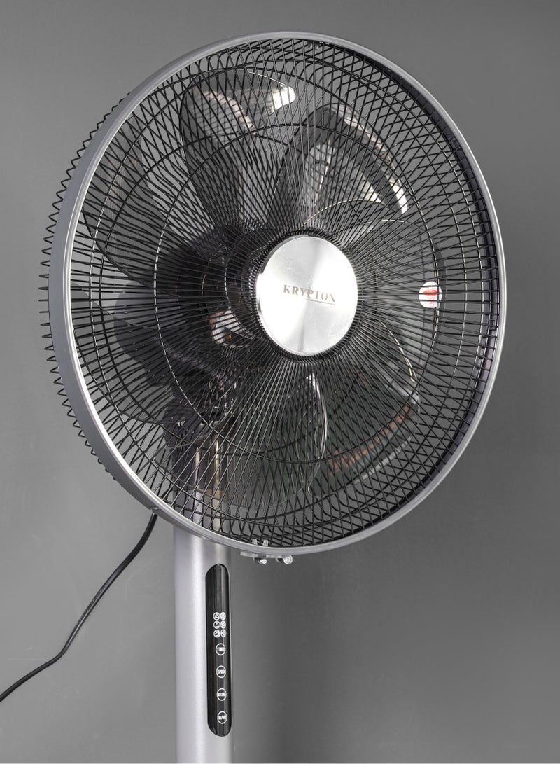 KRYPTON - 16" Stand Fan With Remote Control, 7 Leaf Metal Blades For Strong Wind And 3-Speed Levels, 7.5 hours Timer/ High Performance Motor 2 Years Warranty 60 W KNF6451 Black - Image 1