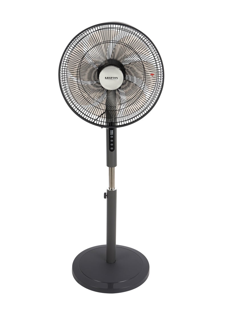 KRYPTON - 16" Stand Fan With Remote Control, 7 Leaf Metal Blades For Strong Wind And 3-Speed Levels, 7.5 hours Timer/ High Performance Motor 2 Years Warranty 60 W KNF6451 Black - Image 1