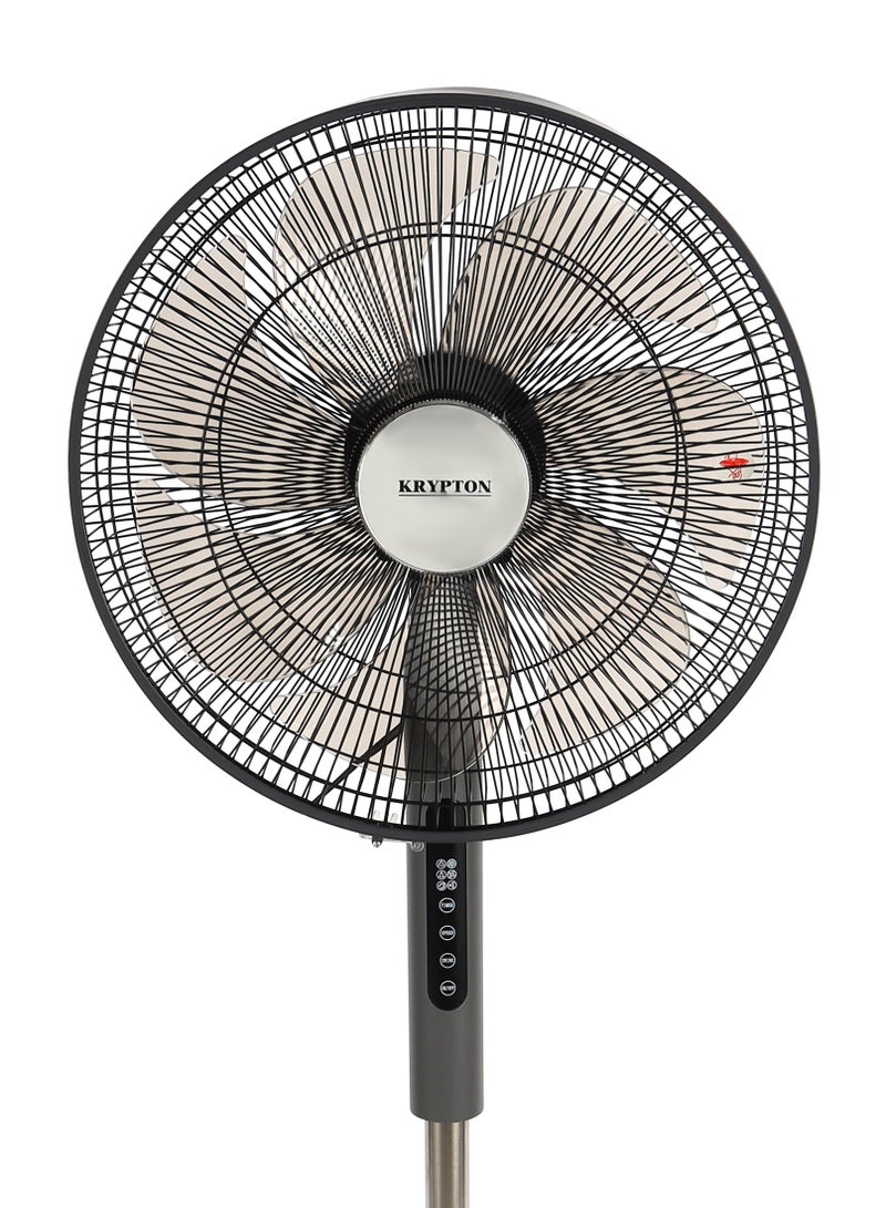 KRYPTON - 16" Stand Fan With Remote Control, 7 Leaf Metal Blades For Strong Wind And 3-Speed Levels, 7.5 hours Timer/ High Performance Motor 2 Years Warranty 60 W KNF6451 Black - Image 1