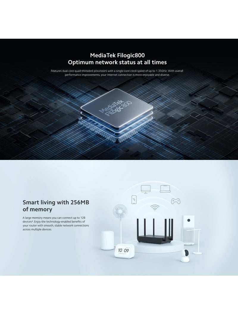 Xiaomi - Mi Router Ax3200 Fast 3202Mbps Wi-Fi, 6 Mesh Networking Support, OFDMA Supports 4X4 Mu-Mimo-Global Version Black - Image 1