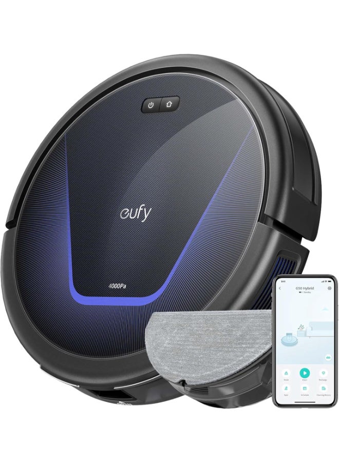 eufy G50 Robot Vacuum With 4,000 Pa Powerful Suction, Dynamic Navigation And Pro Detangle Comb Roller Brush For Hair Cleaning, Mop Pad For Light Surface Cleaning, Perfect For Hard Floor, Pet Hair, Carpet 40 W T2212 Black - Image 1