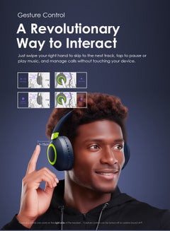 Oraimo BoomPop 2S Over-Ear Wireless Noise-Cancelling Headphones with 50H Battery-Powerful Bass-Game Mode - Foldable Blue Nebula Blue  - Image 3