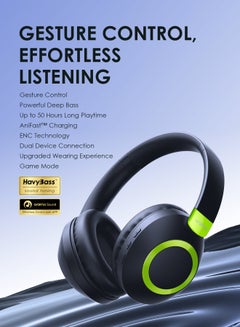 Oraimo BoomPop 2S Over-Ear Wireless Noise-Cancelling Headphones with 50H Battery-Powerful Bass-Game Mode - Foldable Blue Nebula Blue  - Image 2