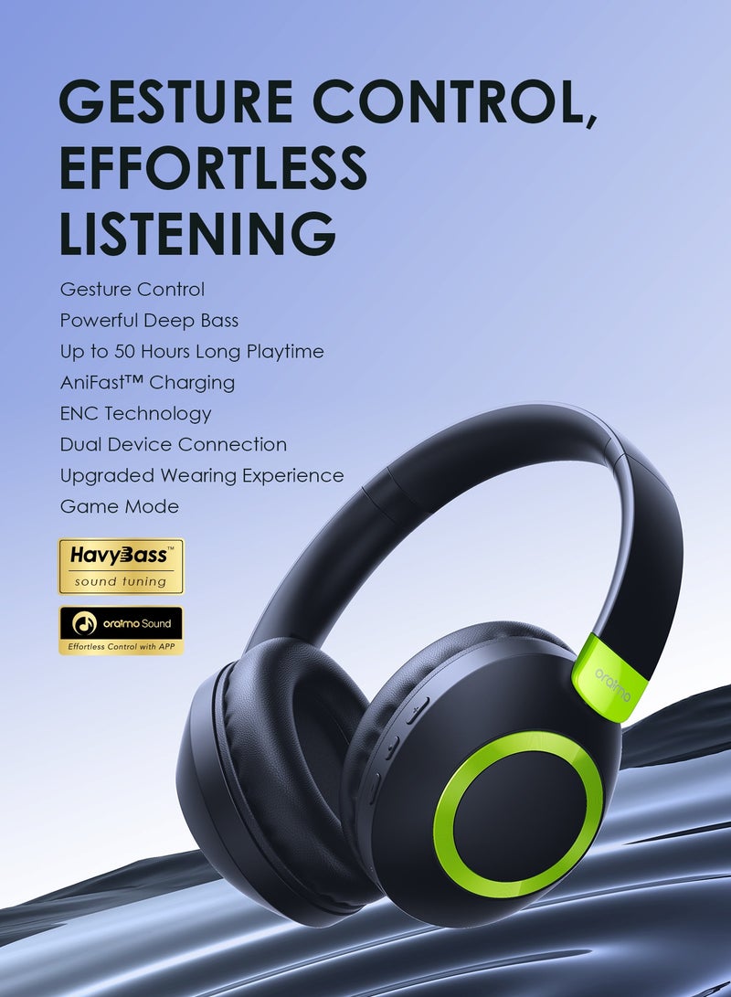 Oraimo - BoomPop 2S Over-Ear Wireless Noise-Cancelling Headphones with 50H Battery-Powerful Bass-Game Mode - Foldable Blue Nebula Blue - Image 1