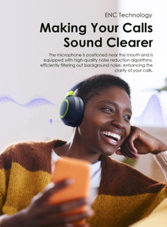 Oraimo BoomPop 2S Over-Ear Wireless Noise-Cancelling Headphones with 50H Battery-Powerful Bass-Game Mode - Foldable Blue Nebula Blue  - Image 5