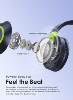 Oraimo BoomPop 2S Over-Ear Wireless Noise-Cancelling Headphones with 50H Battery-Powerful Bass-Game Mode - Foldable Blue Nebula Blue  - Image 4