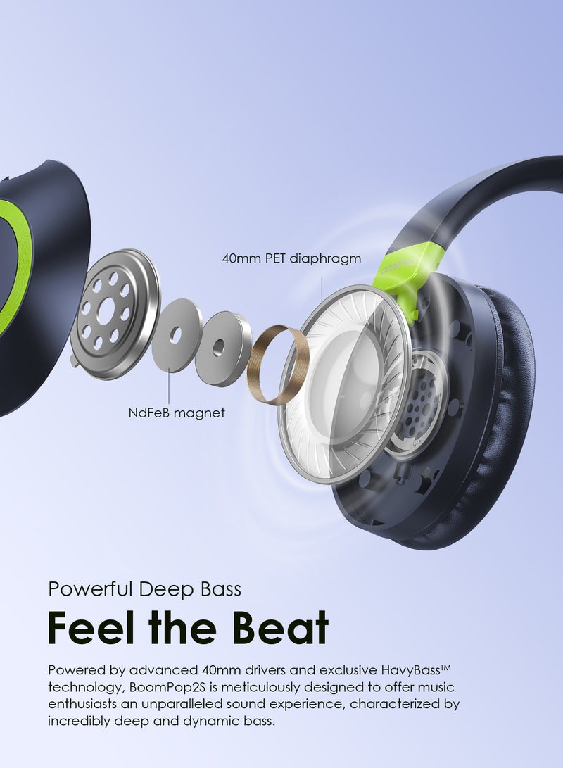 Oraimo - BoomPop 2S Over-Ear Wireless Noise-Cancelling Headphones with 50H Battery-Powerful Bass-Game Mode - Foldable Blue Nebula Blue - Image 1
