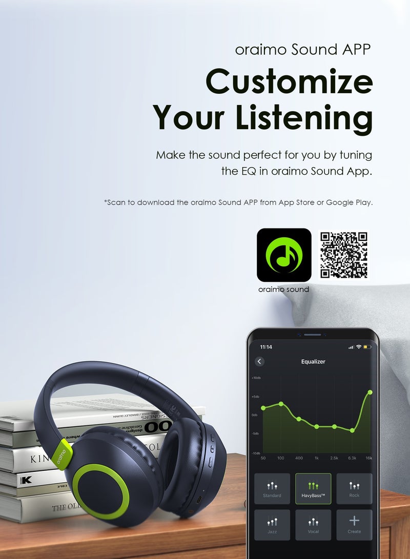 Oraimo - BoomPop 2S Over-Ear Wireless Noise-Cancelling Headphones with 50H Battery-Powerful Bass-Game Mode - Foldable Blue Nebula Blue - Image 1