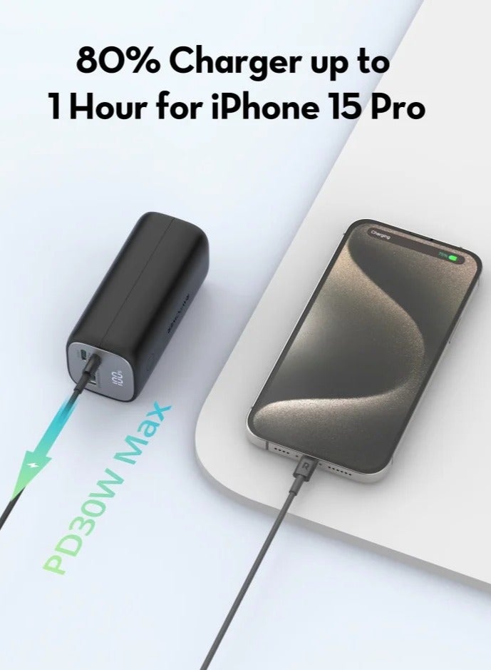 RAVPOWER 14000 mAh RAV Power RP-PB208 Mini PD Pioneer PD30W 3-Port Power Bank Black  - Image 2