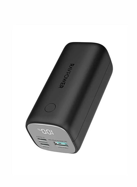 14000 mAh RAV Power RP-PB208 Mini PD Pioneer PD30W 3-Port Power Bank Black