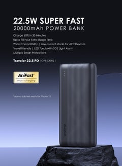 Oraimo 20000 mAh Travaler 22.5 PD 20000mAh Power Bank with 22.5W Fast Charging,Triple Output, Type C &Micro Input, Multi-Layer Protection with LED Torch Black  - Image 2