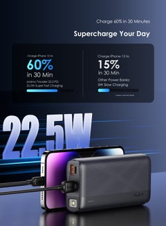 Oraimo 20000 mAh Travaler 22.5 PD 20000mAh Power Bank with 22.5W Fast Charging,Triple Output, Type C &Micro Input, Multi-Layer Protection with LED Torch Black  - Image 5