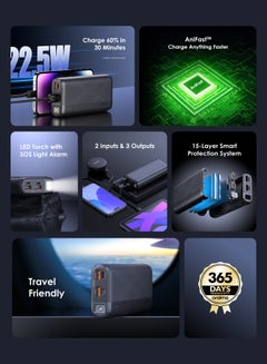 Oraimo 20000 mAh Travaler 22.5 PD 20000mAh Power Bank with 22.5W Fast Charging,Triple Output, Type C &Micro Input, Multi-Layer Protection with LED Torch Black  - Image 3
