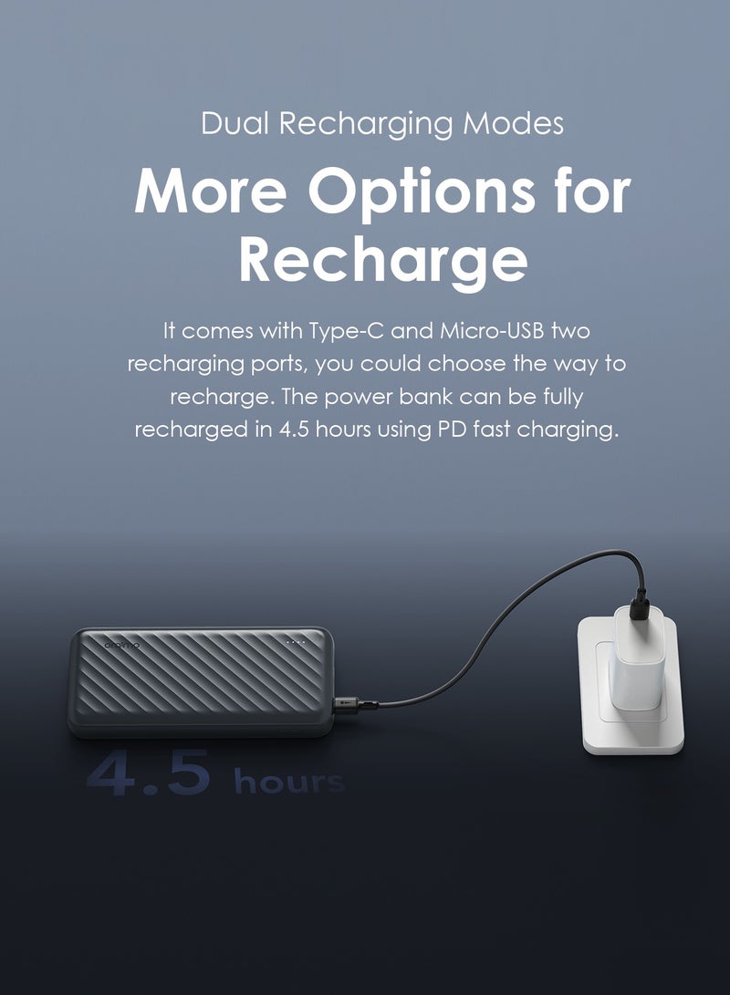 Oraimo 10000 mAh 22.5W Super Fast Charging, Slice Link Pro 10000mAH Powerbank 2,3 built in Charging Cables, lighting PD 20W ,Type-C 22.5W ,Universal Compatibility ,Multi-Layer Protection Gray - Image 5