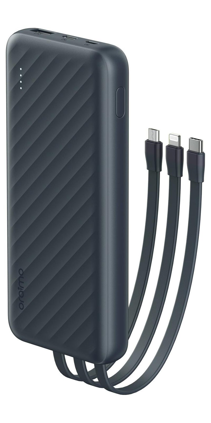 أورايمو باور بانك Slice Link Pro 10000 مللي أمبير في الساعة، شحن فائق السرعة 22.5 وات، 3 كابل شحن مدمج، توافق عالمي، حماية متعددة الطبقات - Image 1