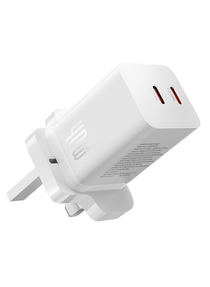 Baseus GaN5 Pro Fast Charger C+C 40W UK Moon White - Image 2