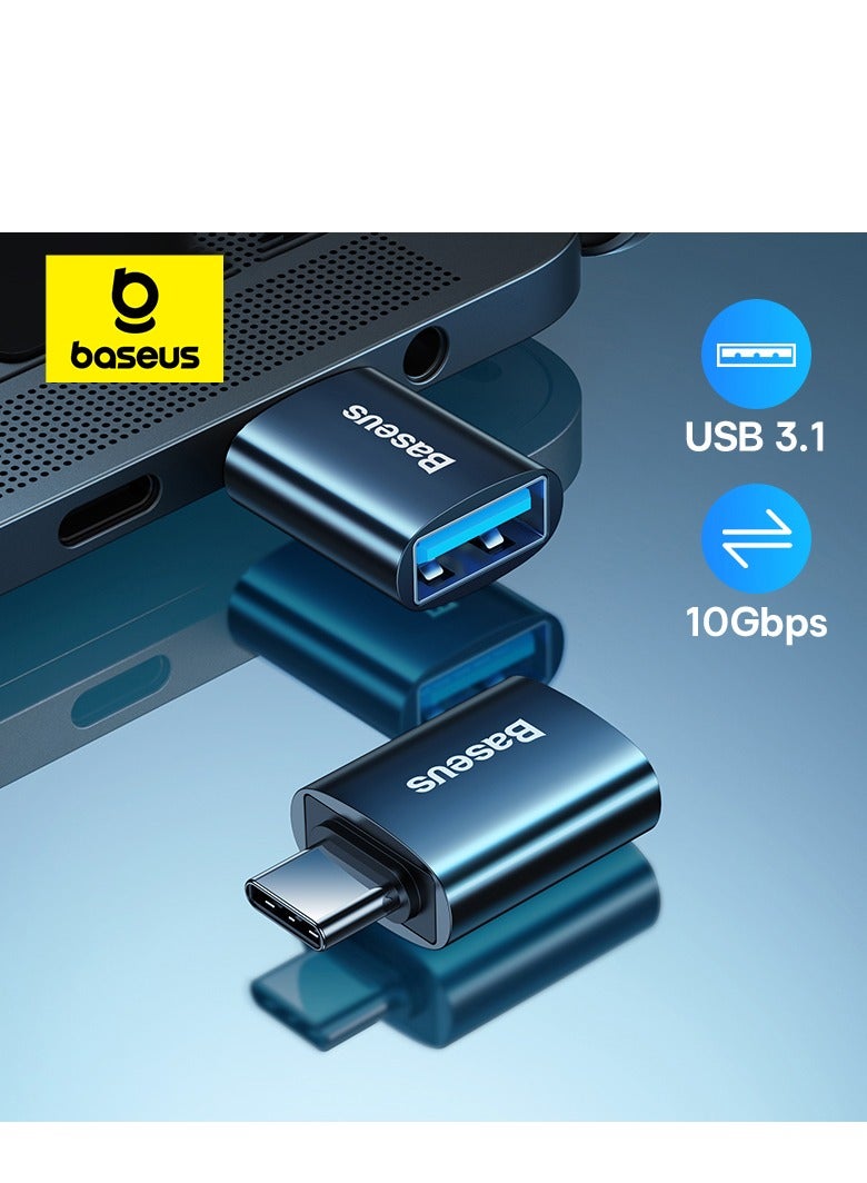 Baseus - USB to USB C Adapter【10Gbps Data Transfer】 Type C to USB 3.1 Mini OTG Adapter USB C Converter Compatible for【iPhone 15 Pro Max】【Samsung S24 Ultra Series】iPad, MacBook,Tablets,USB C Earphone Black - Image 1
