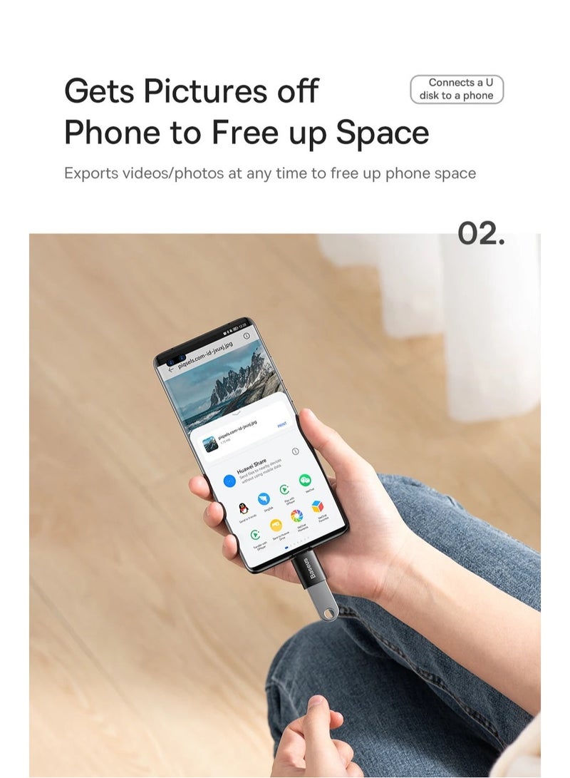 Baseus - USB to USB C Adapter【10Gbps Data Transfer】 Type C to USB 3.1 Mini OTG Adapter USB C Converter Compatible for【iPhone 15 Pro Max】【Samsung S24 Ultra Series】iPad, MacBook,Tablets,USB C Earphone Black - Image 1