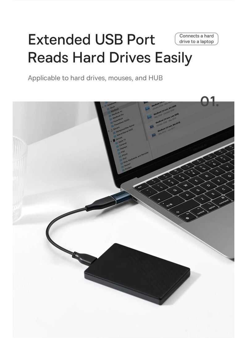 Baseus - USB to USB C Adapter【10Gbps Data Transfer】 Type C to USB 3.1 Mini OTG Adapter USB C Converter Compatible for【iPhone 15 Pro Max】【Samsung S24 Ultra Series】iPad, MacBook,Tablets,USB C Earphone Black - Image 1
