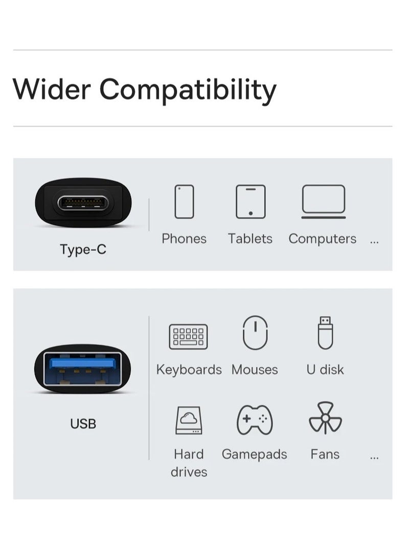 Baseus - USB to USB C Adapter【10Gbps Data Transfer】 Type C to USB 3.1 Mini OTG Adapter USB C Converter Compatible for【iPhone 15 Pro Max】【Samsung S24 Ultra Series】iPad, MacBook,Tablets,USB C Earphone Black - Image 1