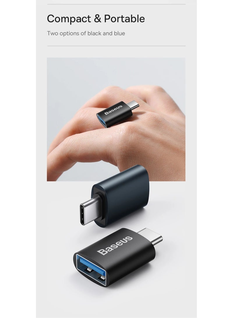 Baseus - USB to USB C Adapter【10Gbps Data Transfer】 Type C to USB 3.1 Mini OTG Adapter USB C Converter Compatible for【iPhone 15 Pro Max】【Samsung S24 Ultra Series】iPad, MacBook,Tablets,USB C Earphone Black - Image 1