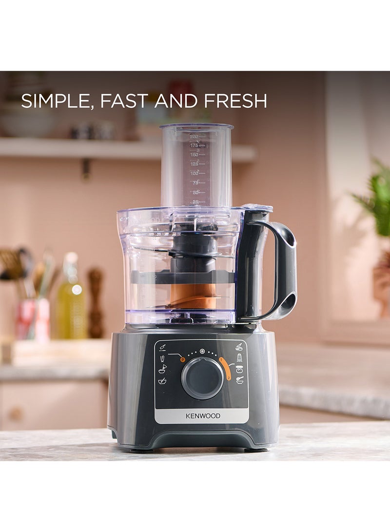 KENWOOD - Food Processor 800W Multi-Functional With Blender, Citrus Juicer, Reversible Slicing/Grating Disk, Emulsifying Disk For Whisking, Dough Maker, Knife Blade 800 W FDP31.270GY Grey - Image 1