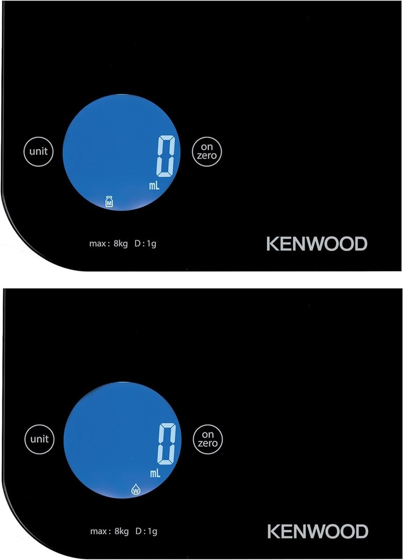 KENWOOD Digital Kitchen Scale 5Gm-8Kg Capacity Weight Scale 4Mm Tempered Glass, Touch Control, 3 AAA Batteries, Tare/Zero Function, Auto Shut-Off - WEP50.000BK Black - Image 5