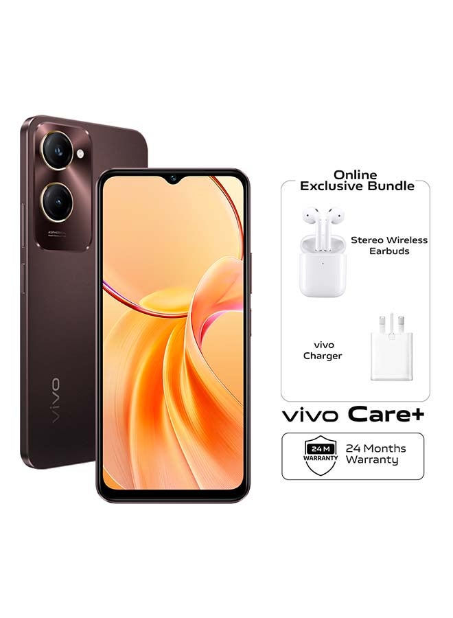 فيفو Y28s 5G ثنائي الشريحة بني موكا، ذاكرة وصول عشوائي 8 جيجابايت، 256 جيجابايت مع سماعات أذن وضمان 24 شهرًا - إصدار الشرق الأوسط  - Image 1