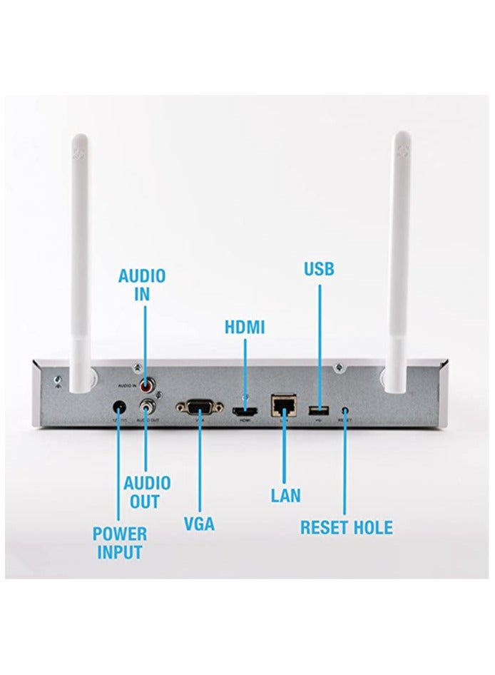 Wireless Nvr With 4 Camera 2mp Resolution , 1TB Hdd, White