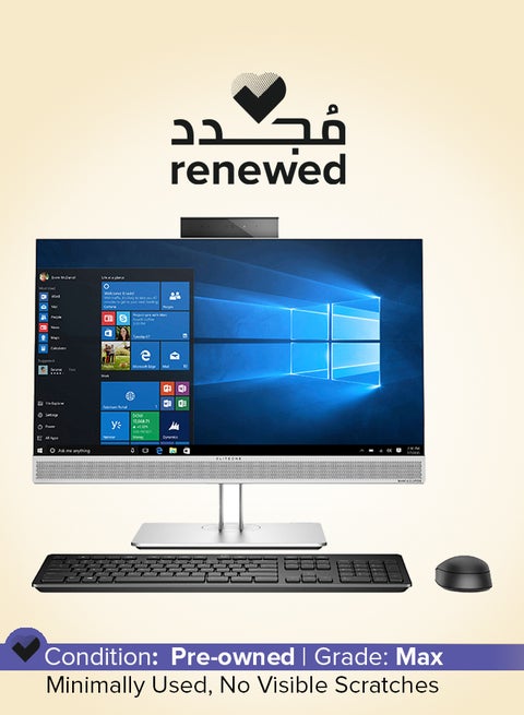 Renewed - All-in-One Desktop PC EliteOne 800 G4 AIO With 24-Inch Full HD Display,Intel Core i5 Processor/8th Gen/8GB RAM/256GB SSD With Flip Camera English Silver