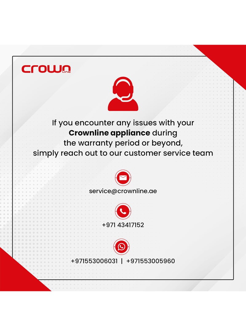 كراون لاين مقلاة هوائية مع نافذة طهي مرئية، دوران سريع للهواء الساخن للقلي والشواء والشواء والتحميص والخبز والمزيد، سعة 5.5 لتر/2.4 كجم، نطاق درجة حرارة 80-200 درجة مئوية، مؤقت لمدة 90 دقيقة - Image 4