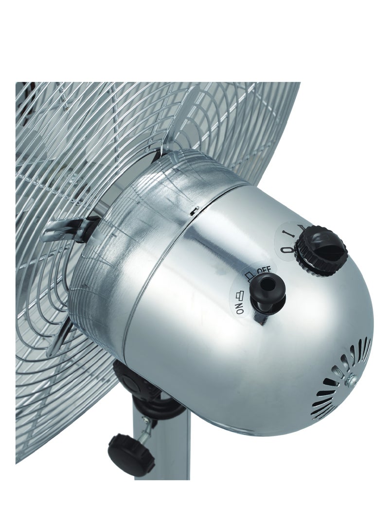 كراون لاين SF-402 16" Stainless Steel Fan with 4 Blades, 3 Speed Control, Adjustable Oscillation, Stable Round Base, And Soft Touch Tilting Angle – 50W Power, 220-240V, 50Hz 50 W SF-402 Metal  - Image 3