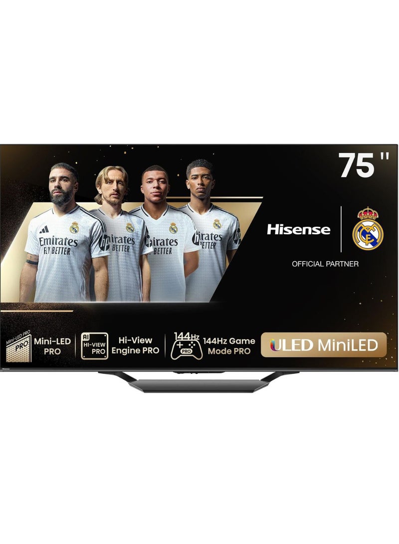 Hisense - 75inch 4K Smart  MiniLED And Native 120HZ Refresh Rate 75U7N Black - Image 1