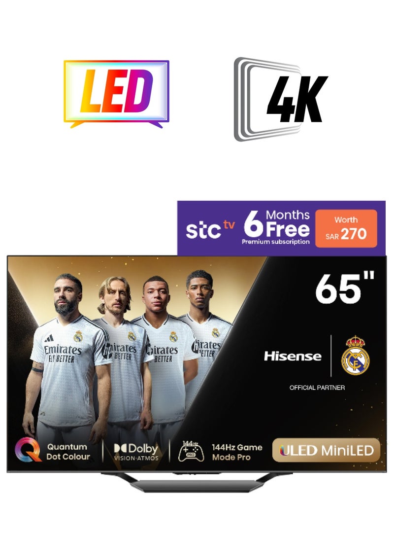 Hisense 65 inch 4K UHD MiniLED QLED144Hz 65U7N Black  - Image 1