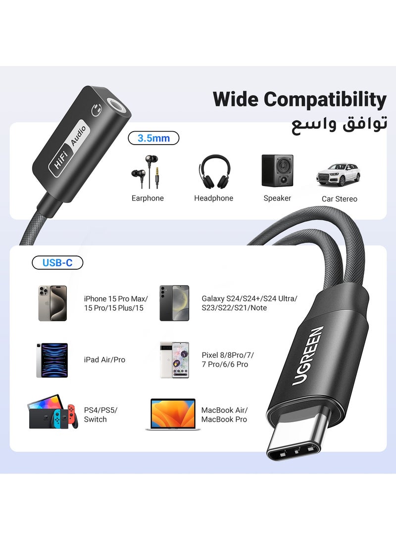 Ugreen - Type C to 3.5mm Aux USB C Headphone Jack Adapter With 60W Type C Fast Charging USB C to Aux HiFi Dongle, Galaxy S24 S23 Ultra Wired Headphones Adapter Compatible With iPhone 15 Pro Max Tablet Macbook Black - Image 1