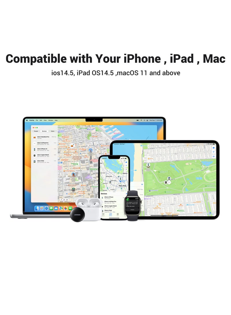 Ugreen - Smart Tag, Works with Apple Find My (iOS Only), Bluetooth Finder, Keys Finder And Item Locator for Keys, Bags, Wallets, and More Black - Image 1