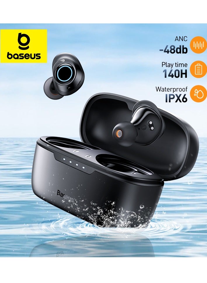 Baseus Active Noise Cancelling Wireless Earbuds, Bowie MA10 Reduce Noise by Up to 95%, 140H Battery Life, IPX6 Waterproof, Deeper Bass, 4 ENC Mics, Comfortable Fit, Bluetooth 5.3 Ear Buds Black - Image 1