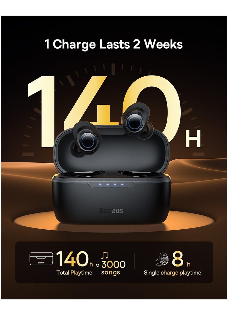 Baseus Active Noise Cancelling Wireless Earbuds, Bowie MA10 Reduce Noise by Up to 95%, 140H Battery Life, IPX6 Waterproof, Deeper Bass, 4 ENC Mics, Comfortable Fit, Bluetooth 5.3 Ear Buds Black - Image 4