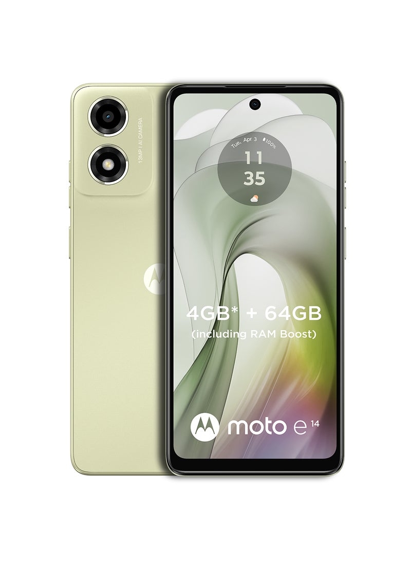Motorola - E14 Dual SIM Arabic Pastel Green 2GB RAM 64GB 4G - Middle East Version - Image 1