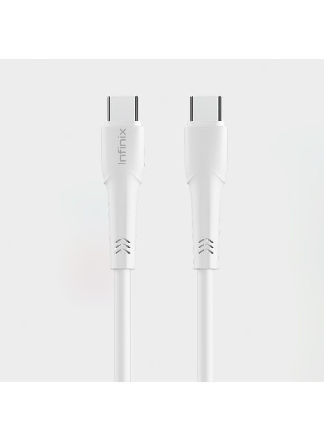 Infinix - 60W Type C To Type C Fast Charging Data Cable White - Image 1