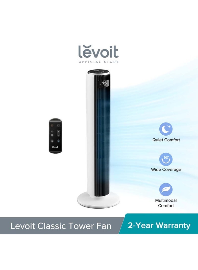 LEVOIT Tower Fan For Bedroom 36 Inch, 25ft/s Standing Fans That Blow Cold Air For Home, Floor Fan 90° Oscillating For Indoors, 28dB Quiet With Sensor, 12H Timer,12 Speeds,4 Modes LTF-F362-WAE White/Black - Image 1