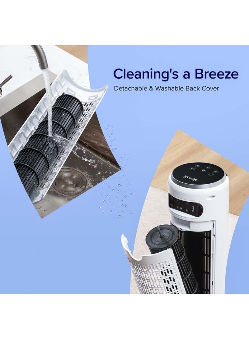 LEVOIT Tower Fan For Bedroom 36 Inch, 25ft/s Standing Fans That Blow Cold Air For Home, Floor Fan 90° Oscillating For Indoors, 28dB Quiet With Sensor, 12H Timer,12 Speeds,4 Modes LTF-F362-WAE White/Black - Image 5