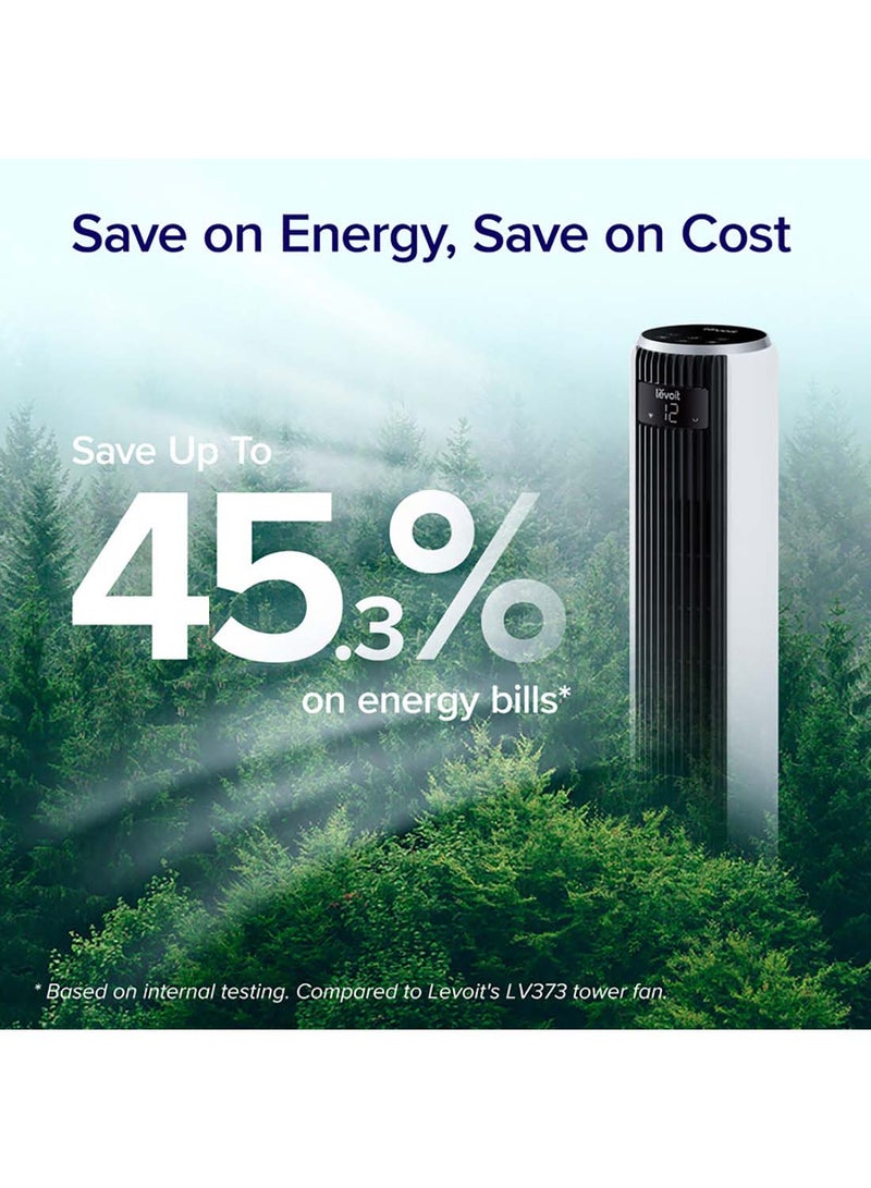 LEVOIT Tower Fan For Bedroom 36 Inch, 25ft/s Standing Fans That Blow Cold Air For Home, Floor Fan 90° Oscillating For Indoors, 28dB Quiet With Sensor, 12H Timer,12 Speeds,4 Modes LTF-F362-WAE White/Black - Image 4