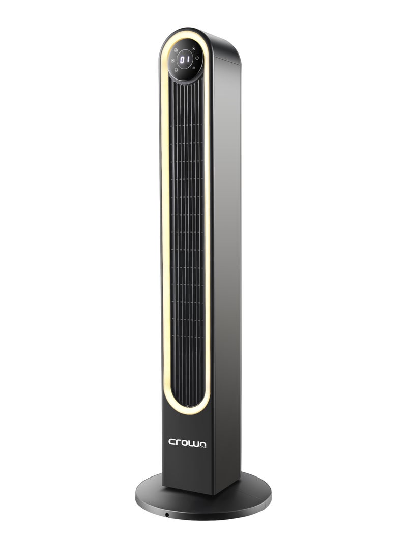 كراون لاين 42" Tower Fan with LED Light, 6 Speed Settings, 3 Wind Modes, 9-Hour Timer, 80° Oscillation, 7m/s Wind, LED Display, and Remote Control | 60W Power, 220-240V, 50/60 Hz. TF-398 Black  - Image 3