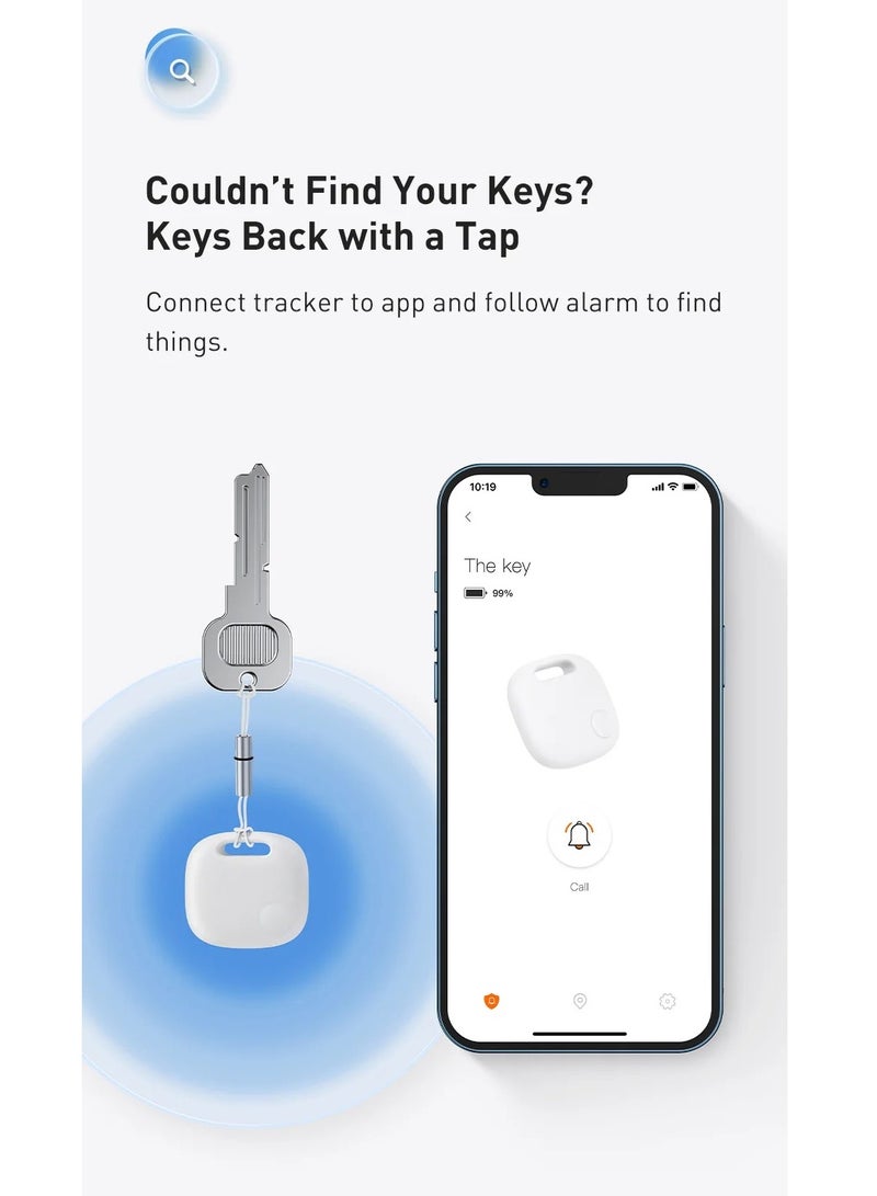 Baseus Key Finder, Bluetooth Luggage Tracker Tag Locator, Smart Tracker For Suitcase, Replaceable Battery Smart Tag Item Finder Works With iOS and Android Devices White  - Image 5